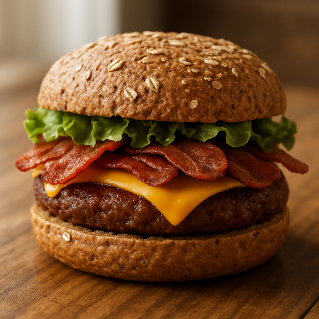 bacon cheeseburge on whole grain bread