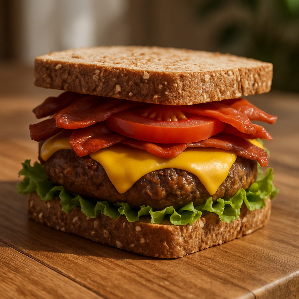 Korean BBQ-Inspired Vegan Bacon Cheeseburger