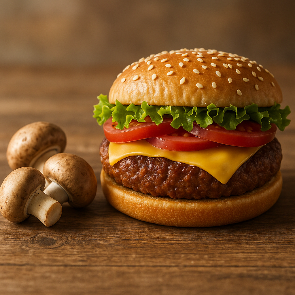 cheeseburger and mushrooms