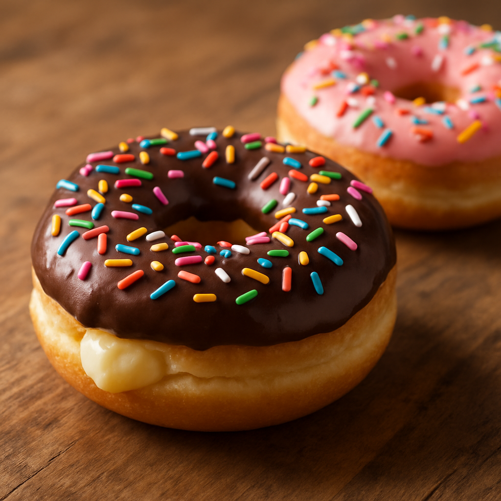 donuts with jelly bostom creme and sprinkles